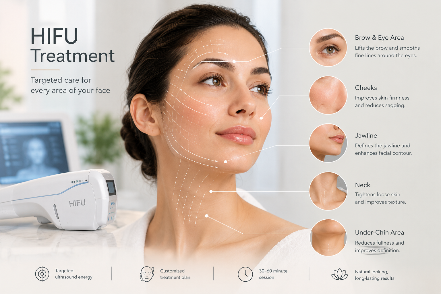 How HIFU Treatment Is Adapted to Different Areas of the Face
