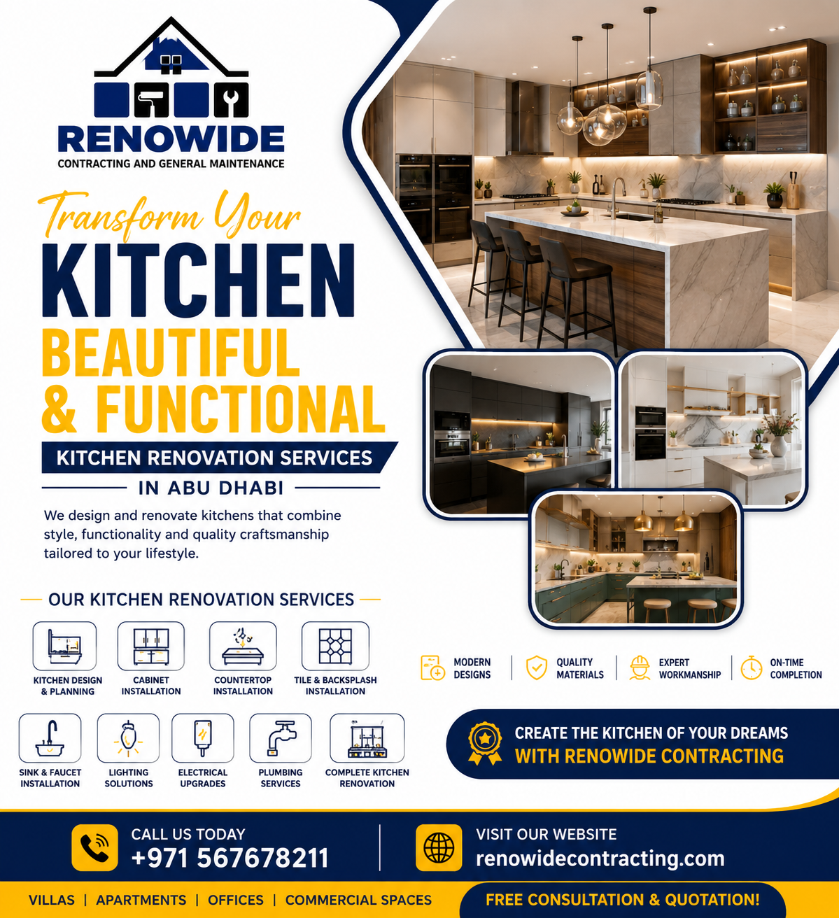 Modern Kitchen Renovation Ideas for Homes in Abu Dhabi